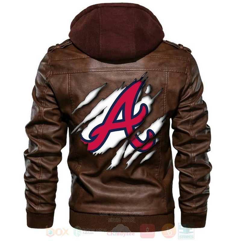 Atlanta Braves MLB Baseball Sons of Anarchy Brown Motorcycle Leather Jacket