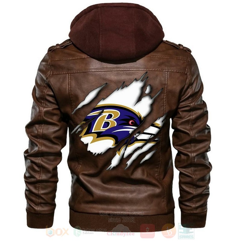 Baltimore Ravens NFL Football Sons of Anarchy Brown Motorcycle Leather Jacket