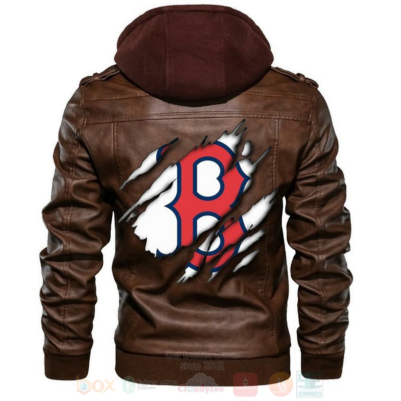 Boston Red Sox MLB Baseball Sons of Anarchy Brown Motorcycle Leather Jacket