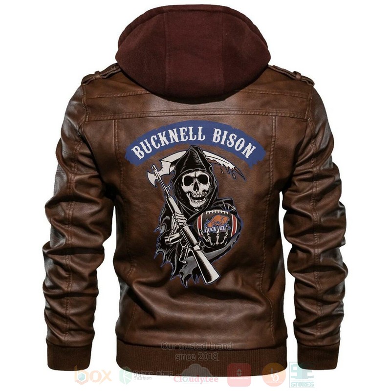 Bucknell Bison NCAA Football Sons of Anarchy Brown Motorcycle Leather Jacket
