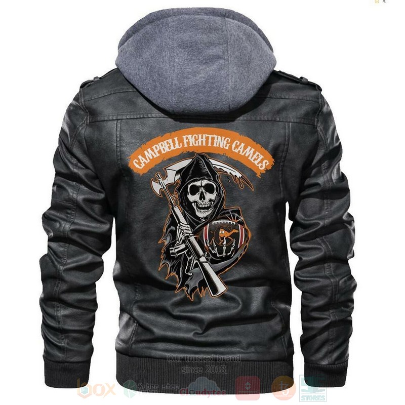 Campbell Fighting Camels NCAA Football Sons of Anarchy Black Motorcycle Leather Jacket