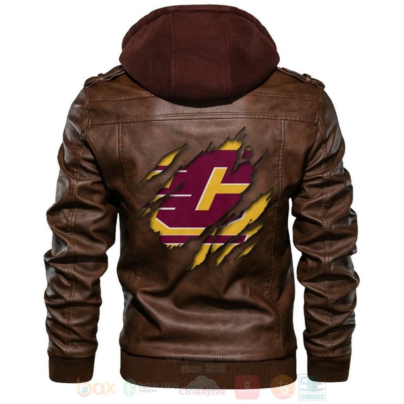 Central Michigan Chippewas NCAA Brown Motorcycle Leather Jacket