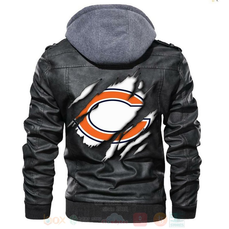 Chicago Bears NFL Football Sons of Anarchy Black Motorcycle Leather Jacket