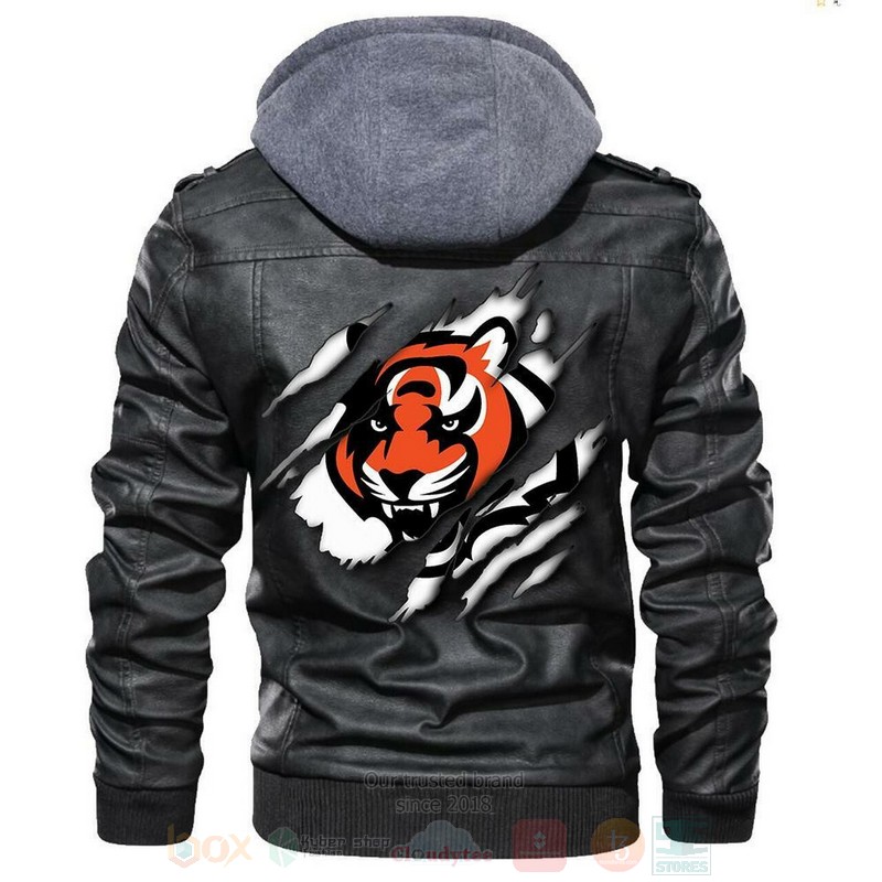 Cincinnati Bengals NFL Football Sons of Anarchy Black Motorcycle Leather Jacket