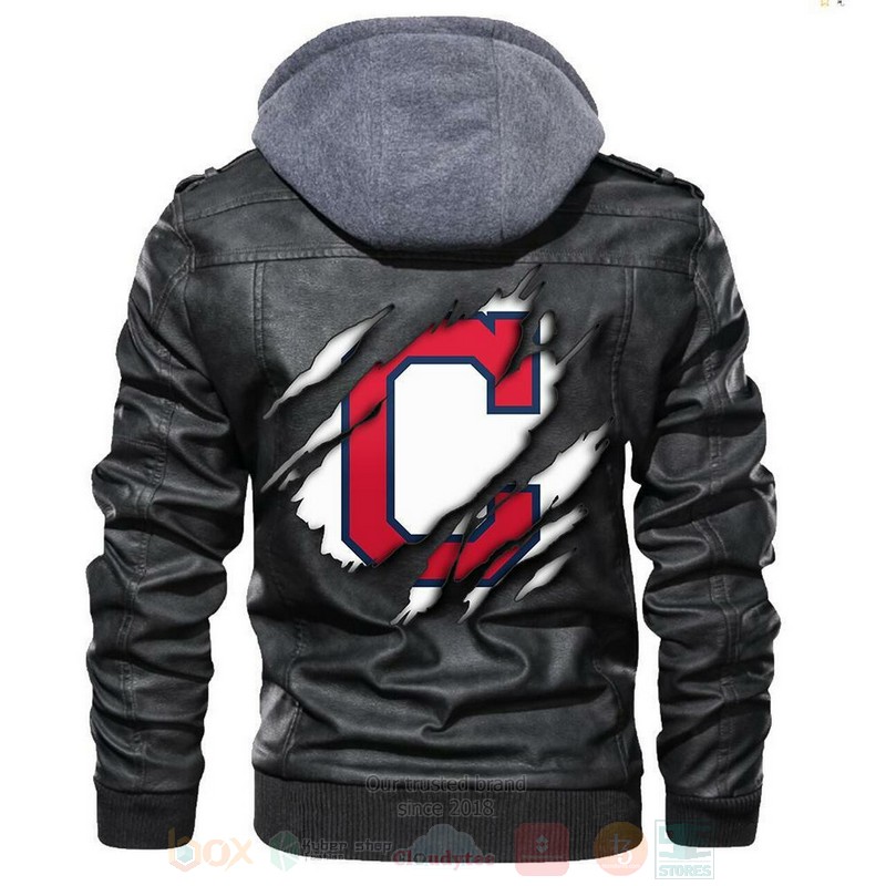 Cleveland Indians MLB Baseball Sons of Anarchy Black Motorcycle Leather Jacket