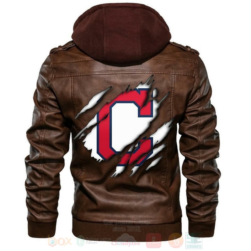 Cleveland Indians MLB Baseball Sons of Anarchy Brown Motorcycle Leather Jacket