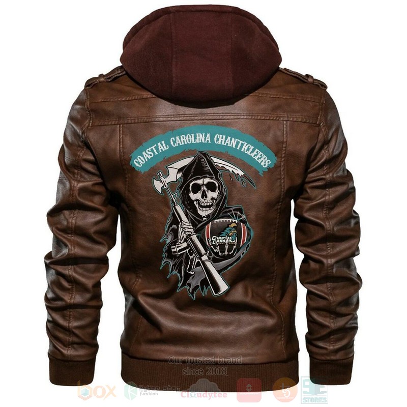 Coastal Carolina Chanticleers NCAA Football Sons of Anarchy Brown Motorcycle Leather Jacket