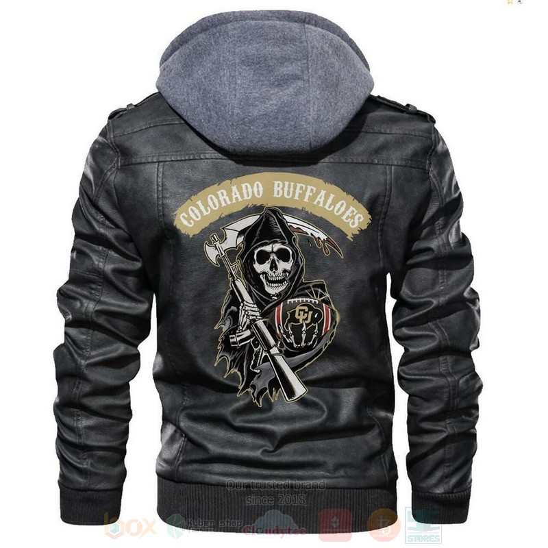 Colorado Buffaloes NCAA Football Sons of Anarchy Black Motorcycle Leather Jacket
