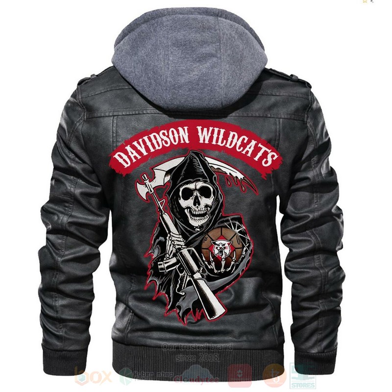 Davidson Wildcats NCAA Basketball Sons of Anarchy Black Motorcycle Leather Jacket