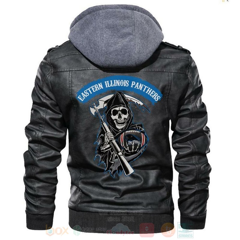 Eastern Illinois Panthers NCAA Football Sons of Anarchy Black Motorcycle Leather Jacket