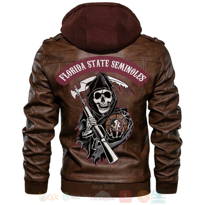Florida State Seminoles NCAA Basketball Sons of Anarchy Brown Motorcycle Leather Jacket
