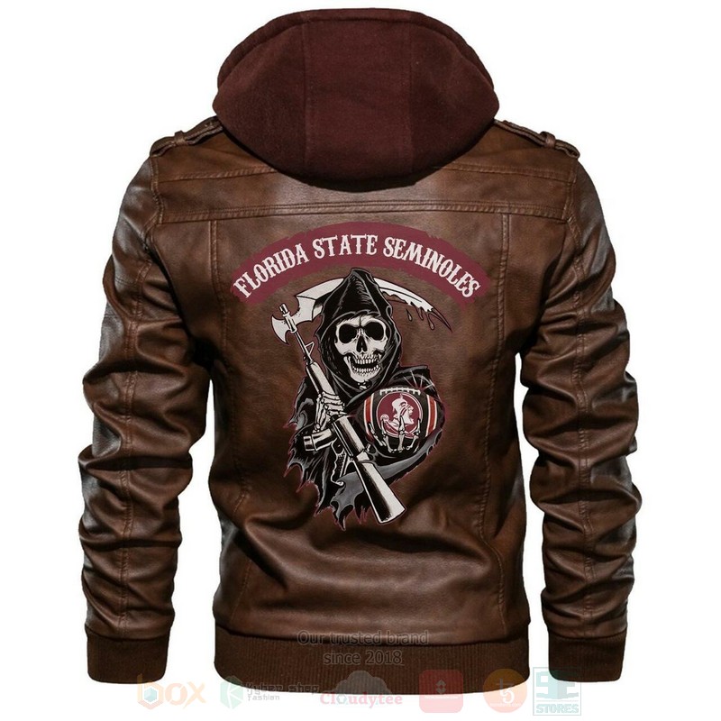 Florida State Seminoles NCAA Football Sons of Anarchy Brown Motorcycle Leather Jacket