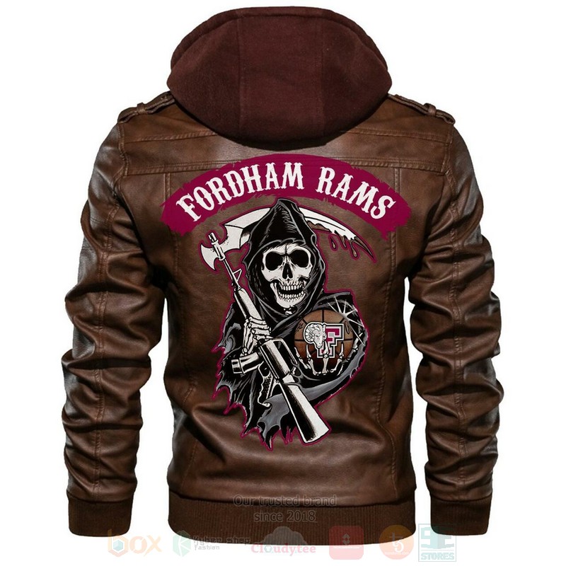 Fordham Rams NCAA Basketball Sons of Anarchy Brown Motorcycle Leather Jacket