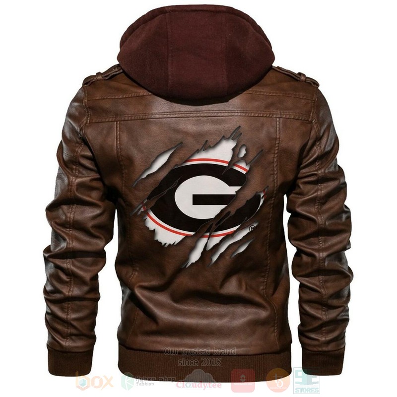 Georgia Bulldogs NCAA Brown Motorcycle Leather Jacket