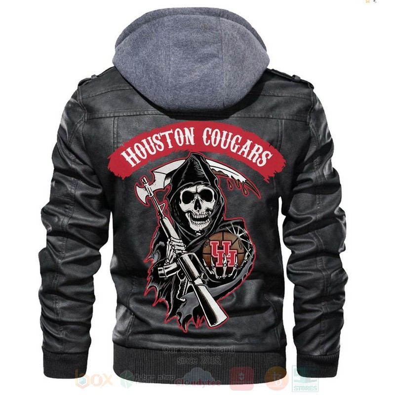 Houston Cougars NCAA Basketball Sons of Anarchy Black Motorcycle Leather Jacket
