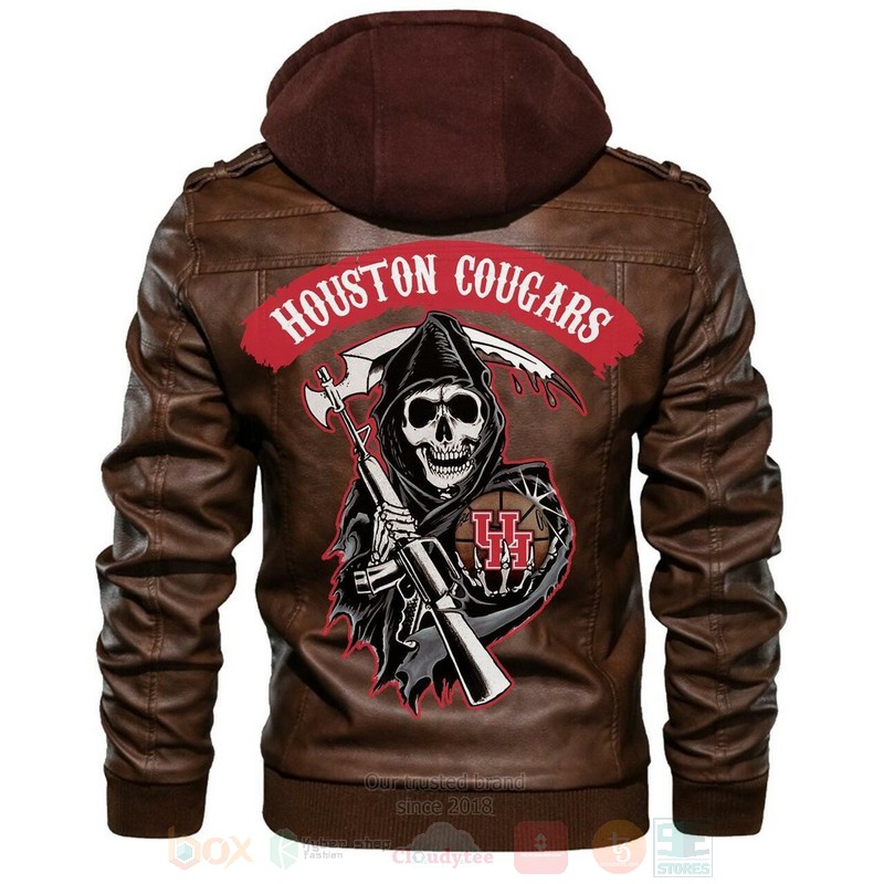 Houston Cougars NCAA Basketball Sons of Anarchy Brown Motorcycle Leather Jacket
