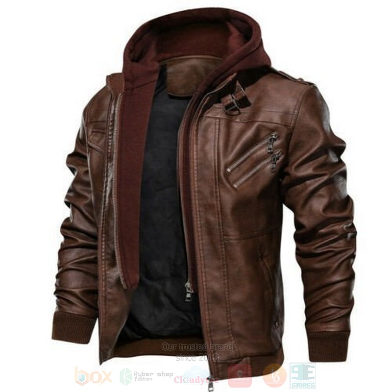 Illinois Fighting Illini NCAA Brown Motorcycle Leather Jacket 1