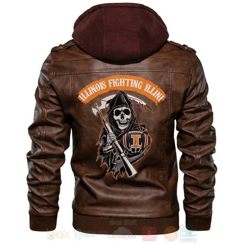 Illinois Fighting Illini NCAA Football Sons of Anarchy Brown Motorcycle Leather Jacket