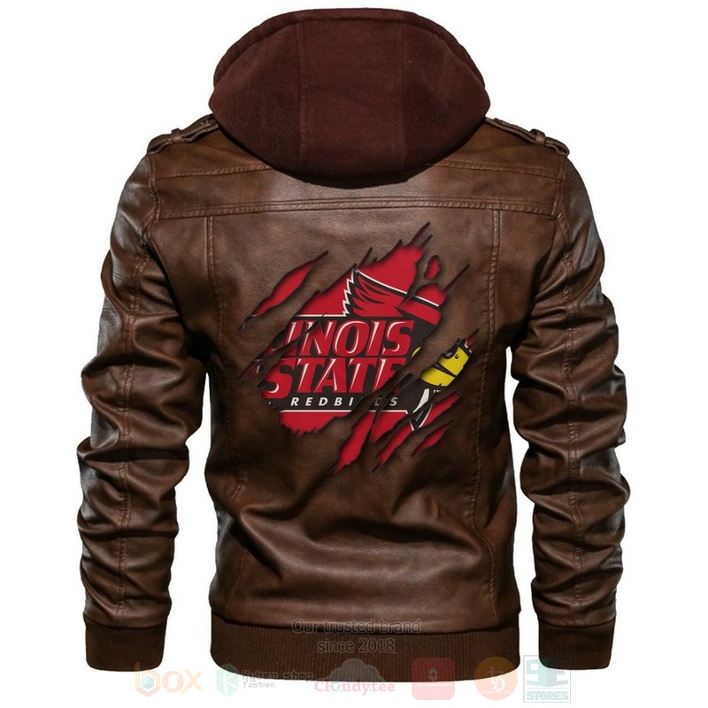 Illinois State Redbirds NCAA Brown Motorcycle Leather Jacket
