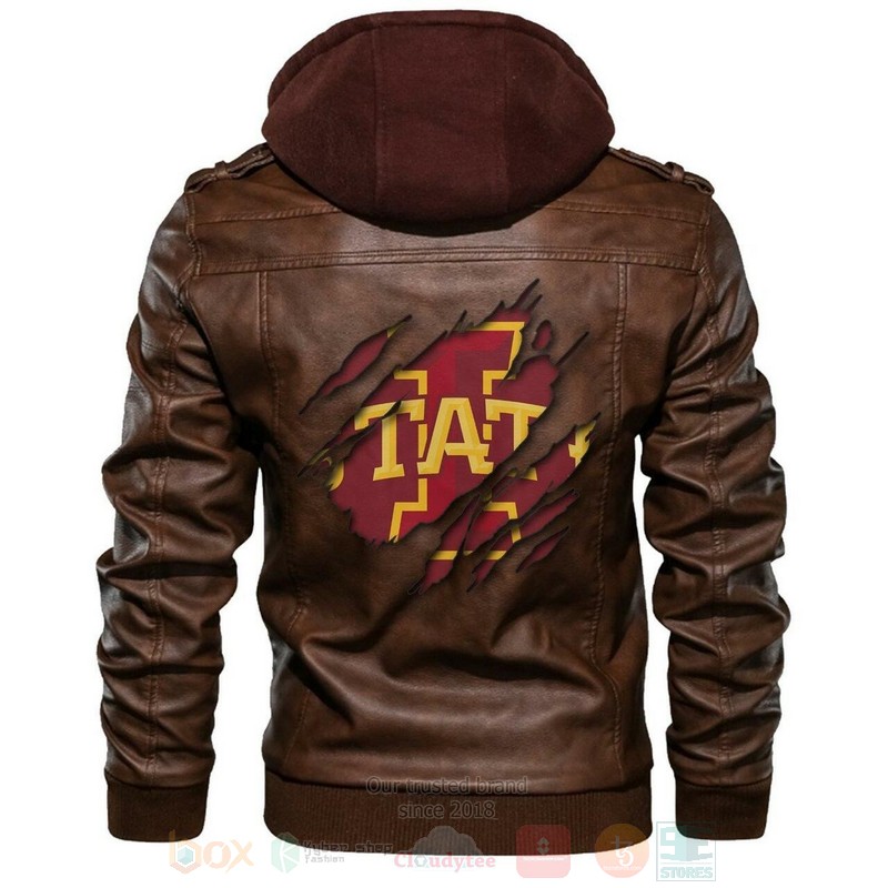 Iowa State Cyclones NCAA Brown Motorcycle Leather Jacket