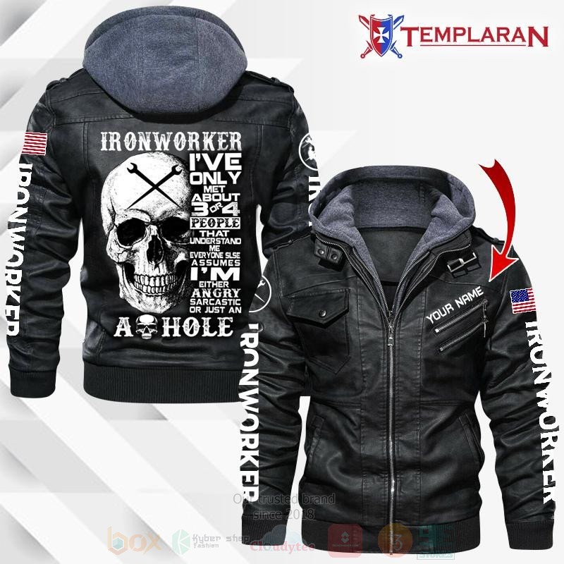 Ironworker Custom Name Leather Jacket