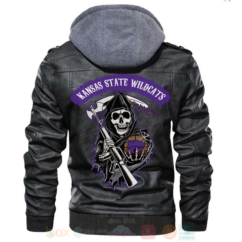 Kansas State Wildcats NCAA Basketball Sons of Anarchy Black Motorcycle Leather Jacket