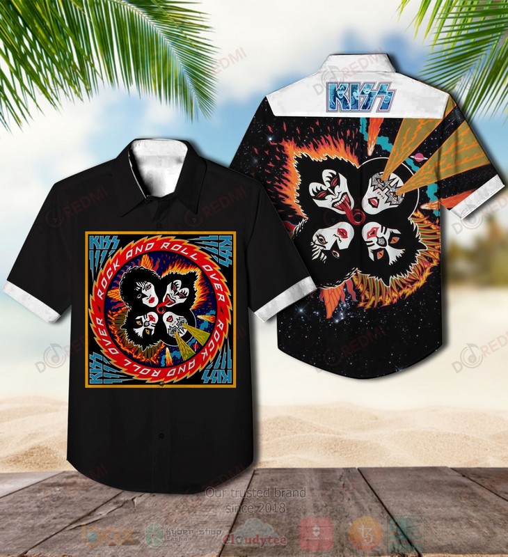 Kiss Rock and Roll Over Navy Hawaiian Shirt