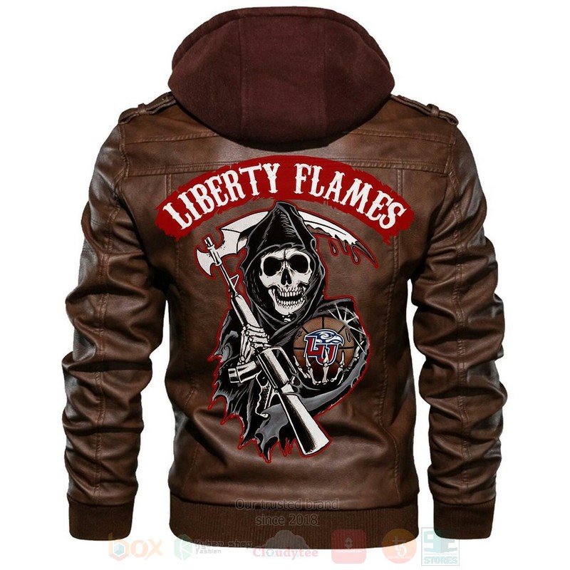 Liberty Flames NCAA Basketball Sons of Anarchy Brown Motorcycle Leather Jacket
