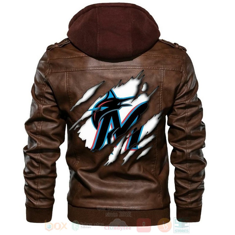 Miami Marlins MLB Baseball Sons of Anarchy Brown Motorcycle Leather Jacket