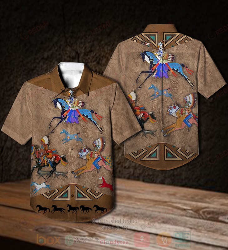 Native American Horse Patterns Hawaiian Shirt