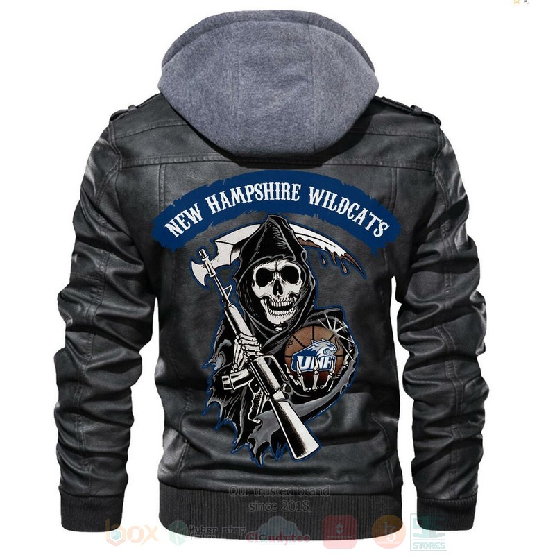 New Hampshire Wildcats NCAA Basketball Sons of Anarchy Black Motorcycle Leather Jacket