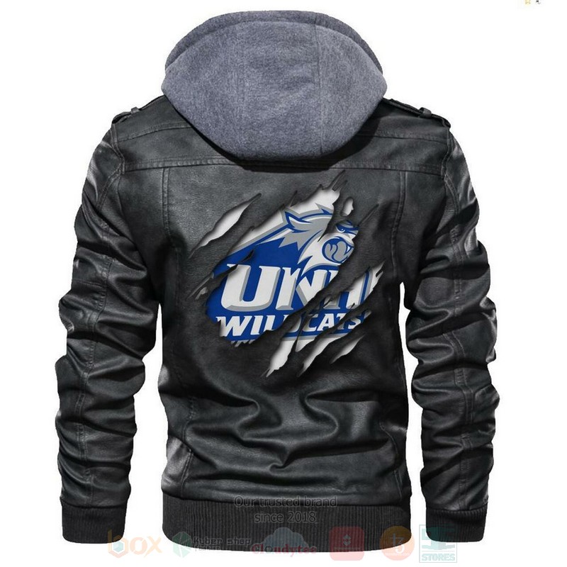 New Hampshire Wildcats NCAA Black Motorcycle Leather Jacket