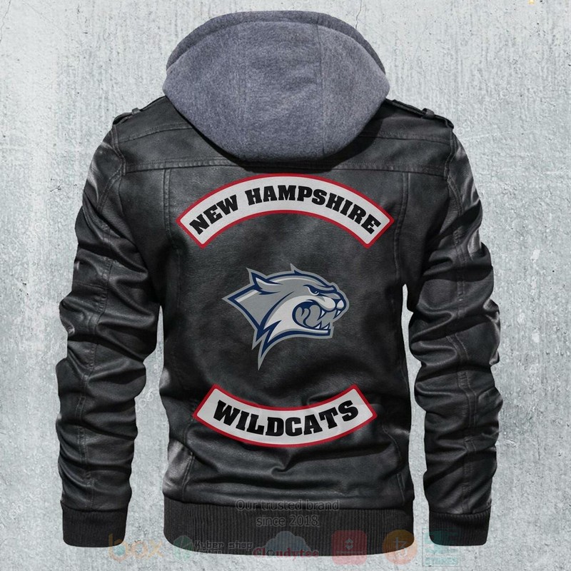 New Hampshire Wildcats NCAA Football Black Motorcycle Leather Jacket