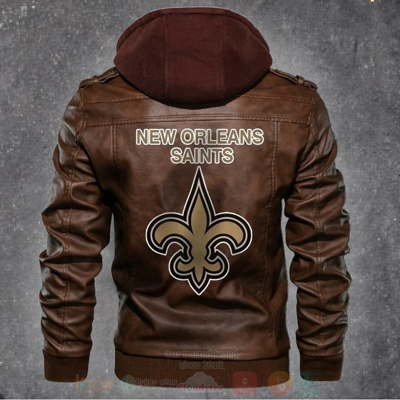 New Orleans Saints NFL Football Brown Motorcycle Leather Jacket