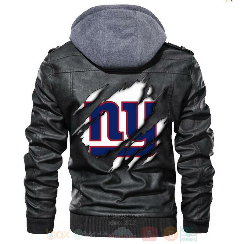 New York Giants NFL Football Sons of Anarchy Black Motorcycle Leather Jacket