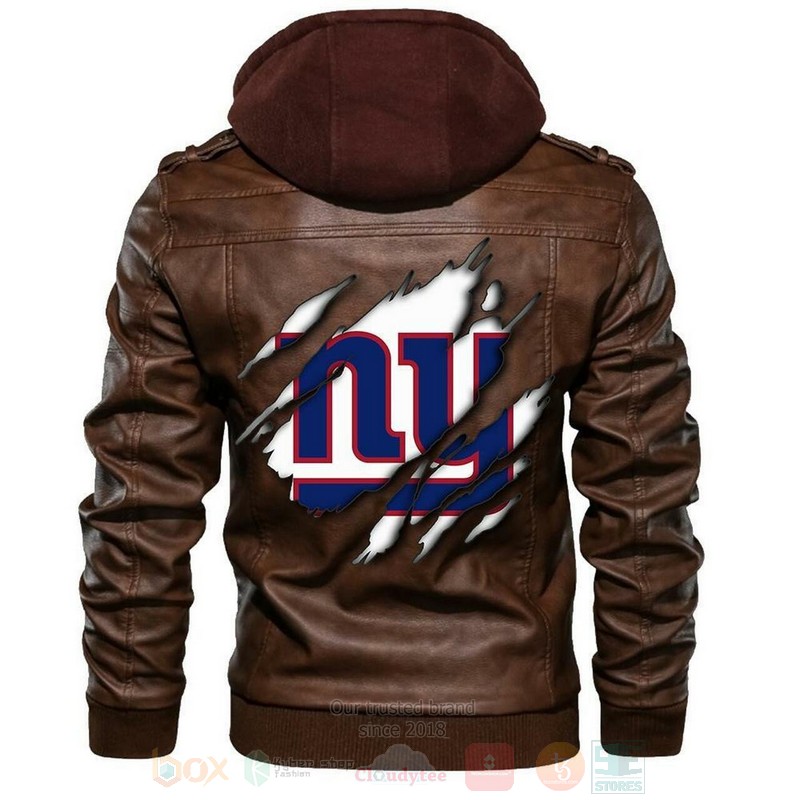 New York Giants NFL Football Sons of Anarchy Brown Motorcycle Leather Jacket
