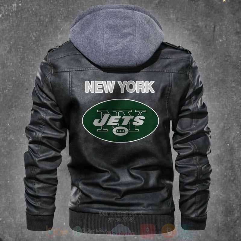New York Jets NFL Football Black Motorcycle Leather Jacket