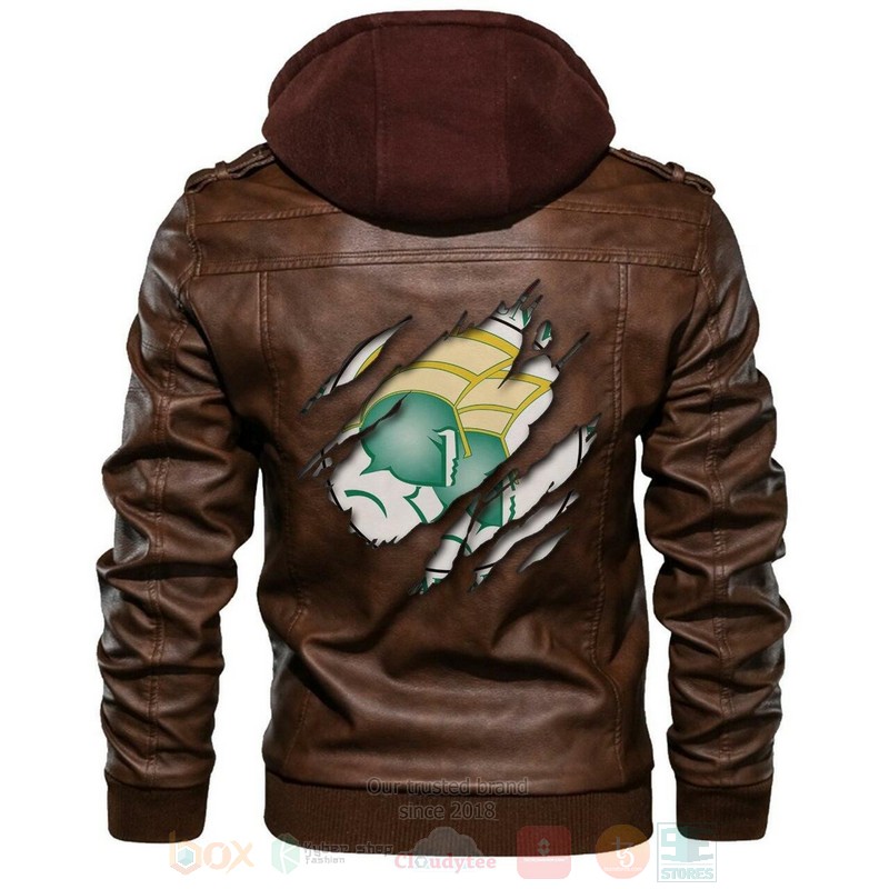 Norfolk State Spartans NCAA Brown Motorcycle Leather Jacket