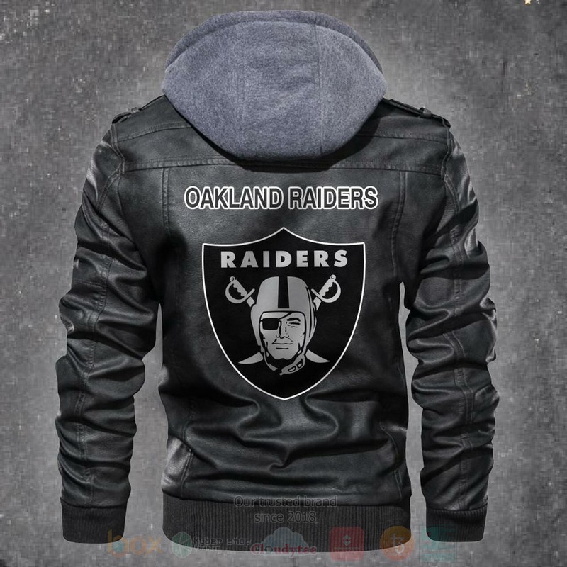 Oakland Raiders NFL Football Black Motorcycle Leather Jacket