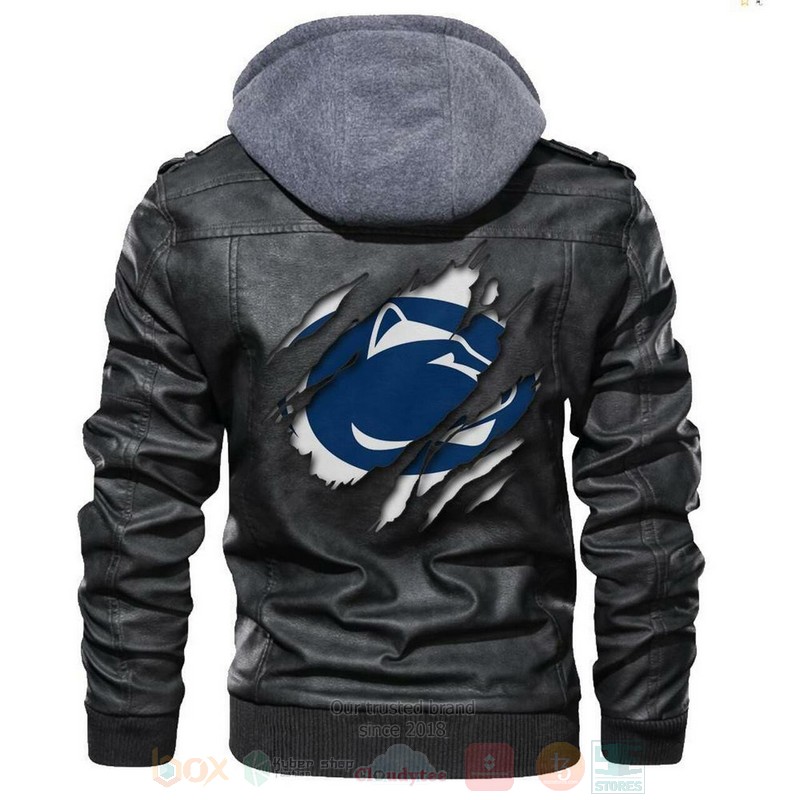 Penn State Nittany Lions NCAA Black Motorcycle Leather Jacket