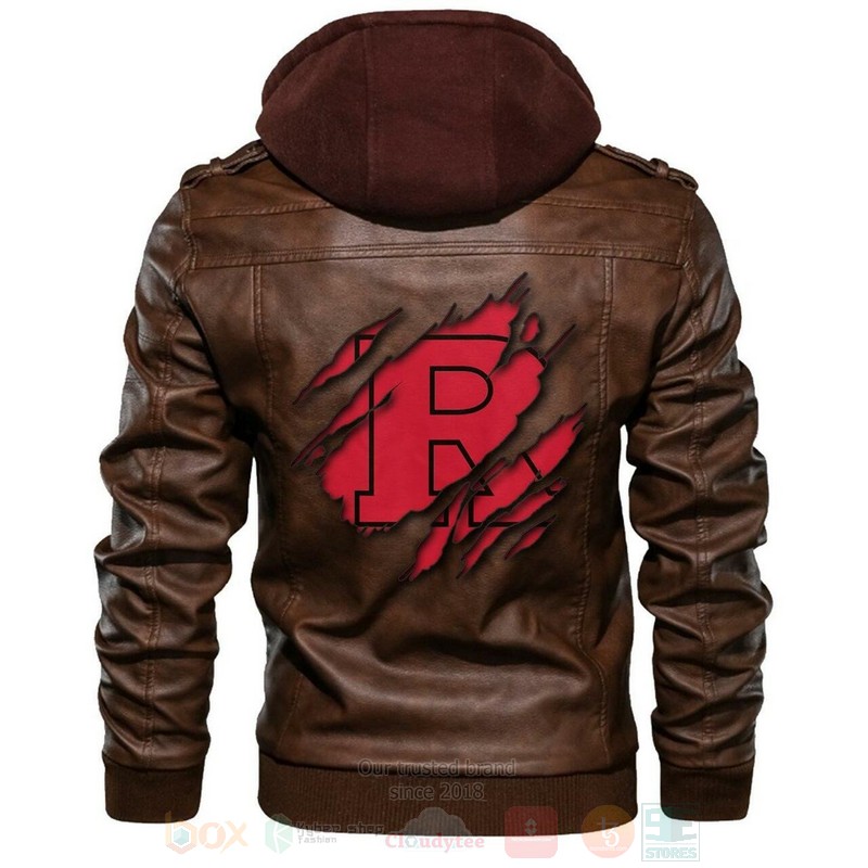 Rutgers Scarlet Knights NCAA Brown Motorcycle Leather Jacket
