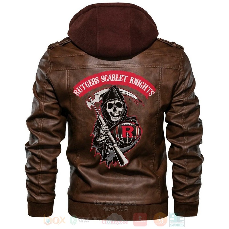 Rutgers Scarlet Knights NCAA Football Sons of Anarchy Brown Motorcycle Leather Jacket