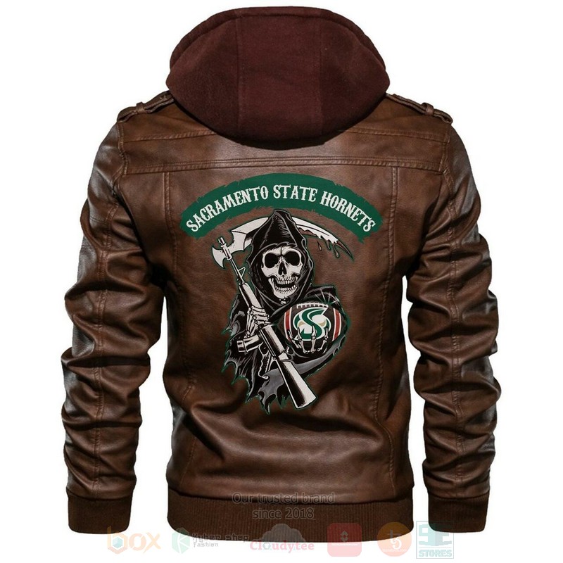 Sacramento State Hornets NCAA Football Sons of Anarchy Brown Motorcycle Leather Jacket