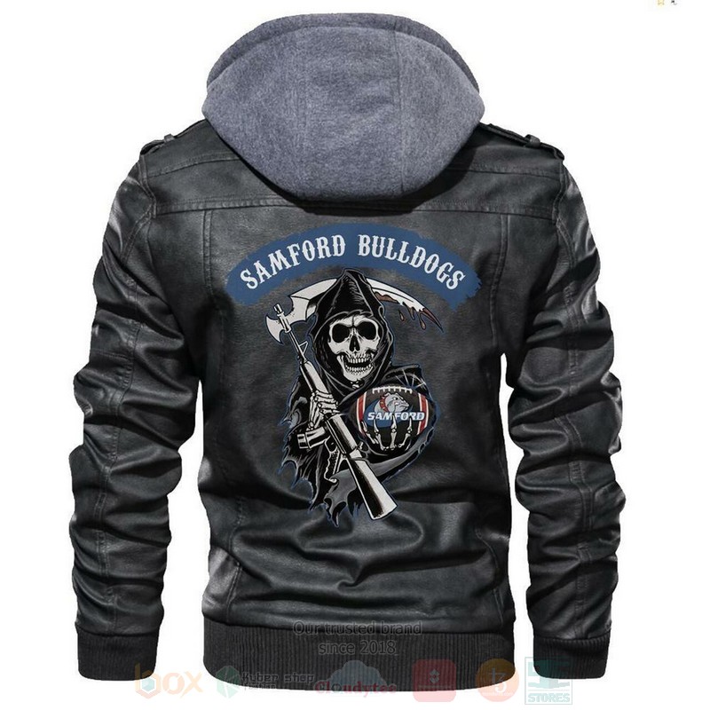 Samford Bulldogs NCAA Football Sons of Anarchy Black Motorcycle Leather Jacket