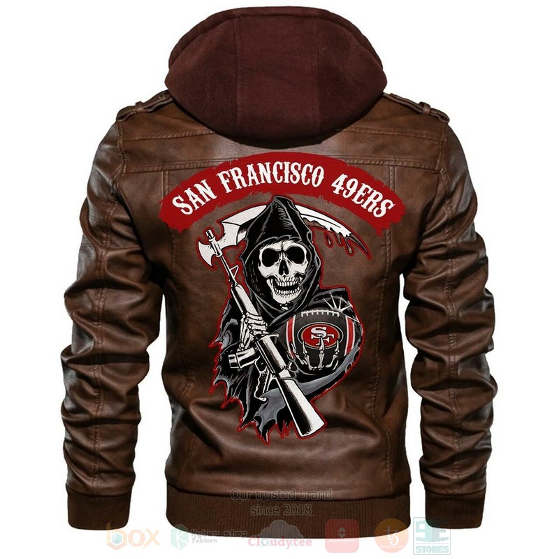 San Francisco Ers NFL Football Brown Motorcycle Leather Jacket