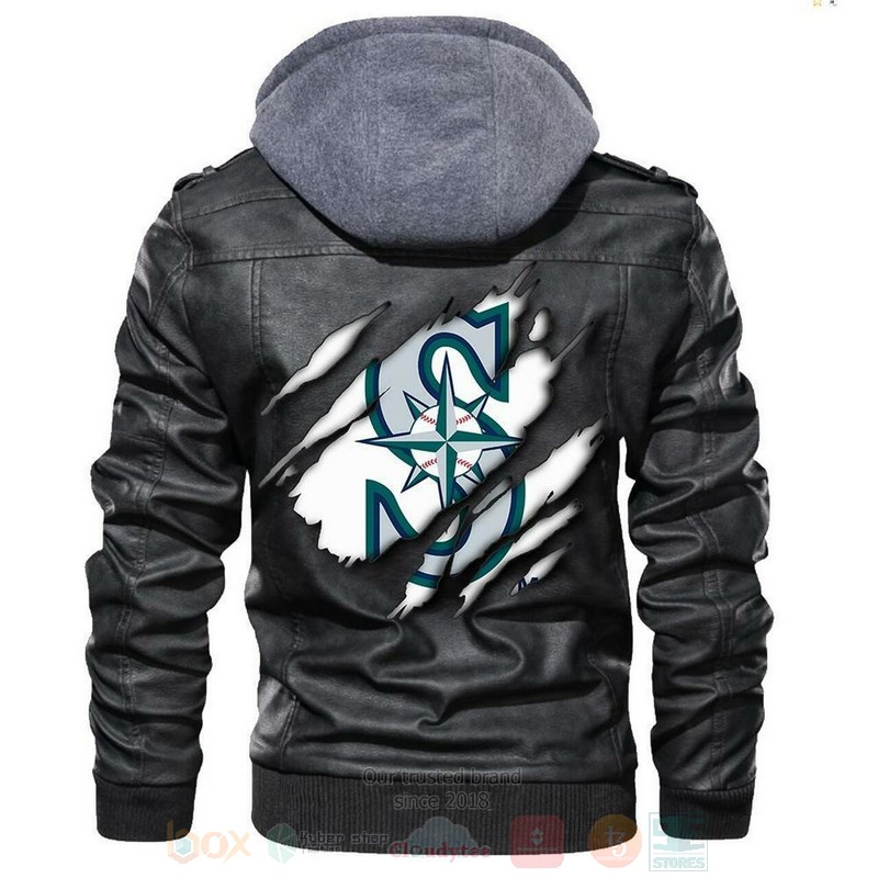 Seattle Mariners MLB Baseball Sons of Anarchy Black Motorcycle Leather Jacket