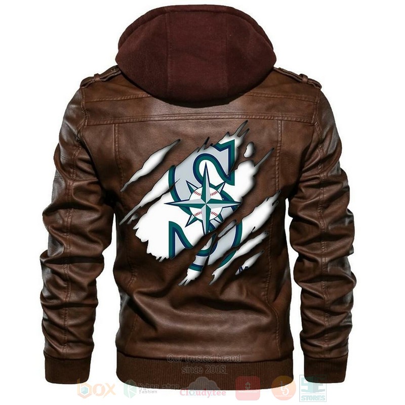 Seattle Mariners MLB Baseball Sons of Anarchy Brown Motorcycle Leather Jacket