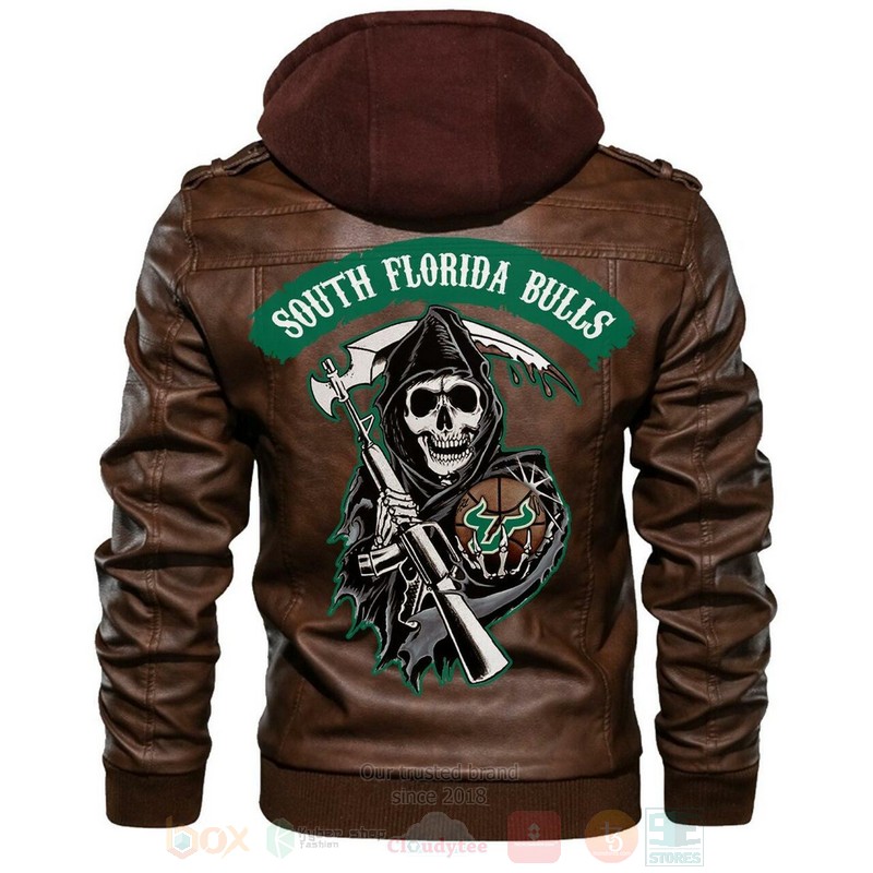 South Florida Bulls NCAA Basketball Sons of Anarchy Brown Motorcycle Leather Jacket