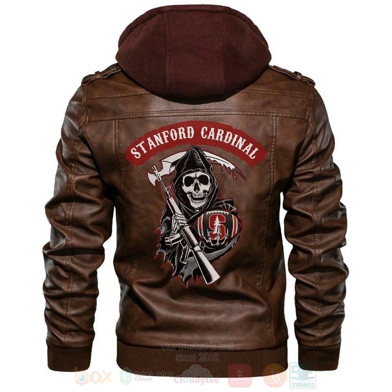 Stanford Cardinal NCAA Football Sons of Anarchy Brown Motorcycle Leather Jacket