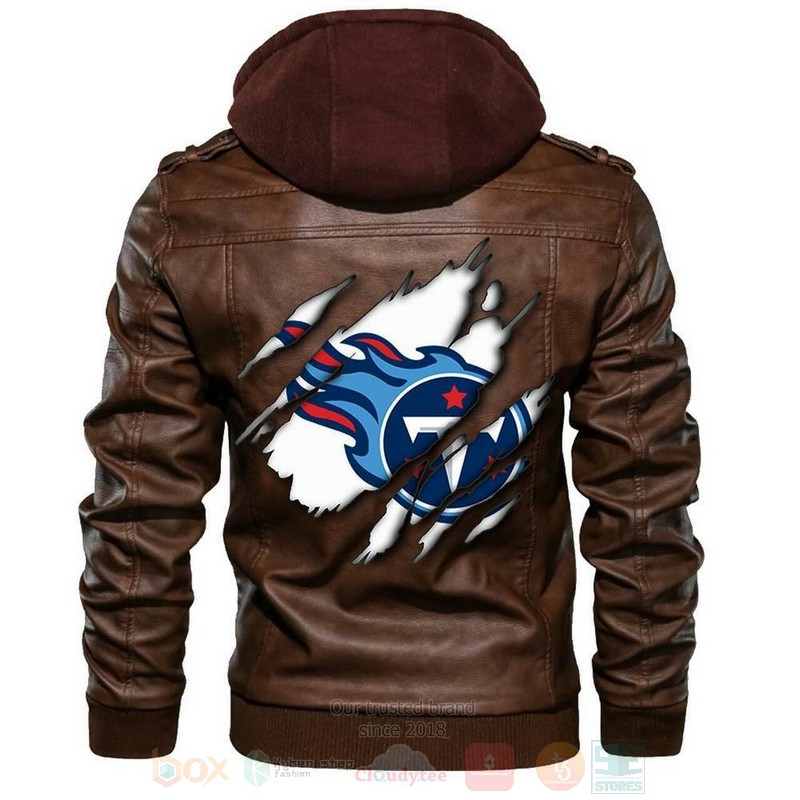 Tennessee Titans NFL Football Sons of Anarchy Brown Motorcycle Leather Jacket